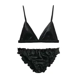 Women Sexy Adjustable Strappy Ultra Soft Satin Comfy Charming Bra Set