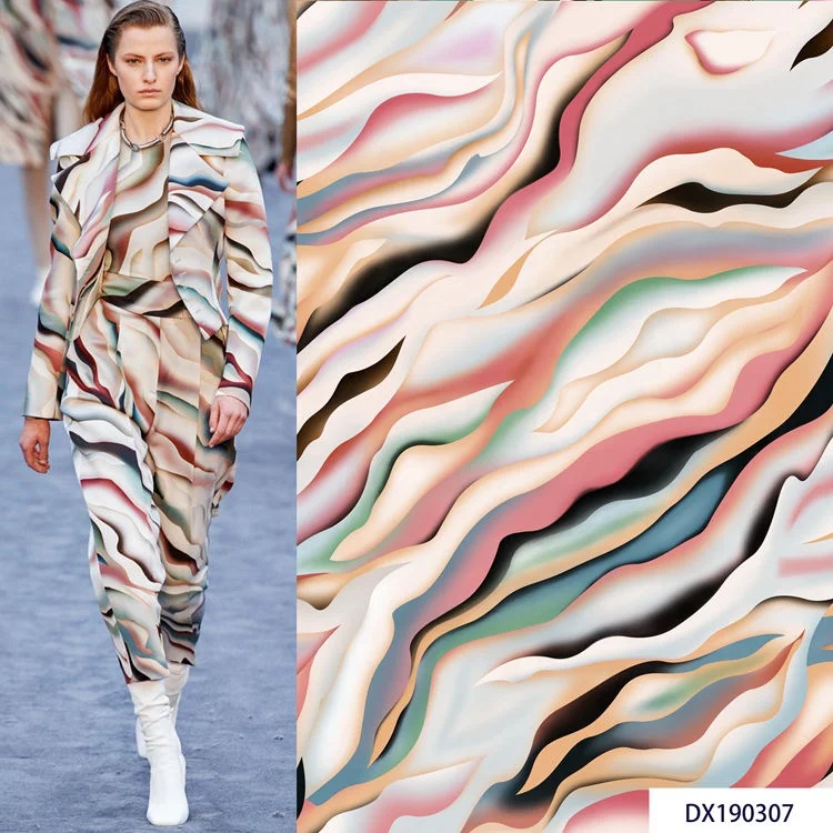 
Eco-friendly no moq custom fabric printing Healthy 100% Polyester 3D Digital Print Knit Scuba Crepe Fabric For Dress 