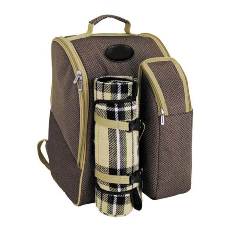 2 Person Picnic Backpack With Insulated Cooler Storage Compartments Accessories And Blanket Included