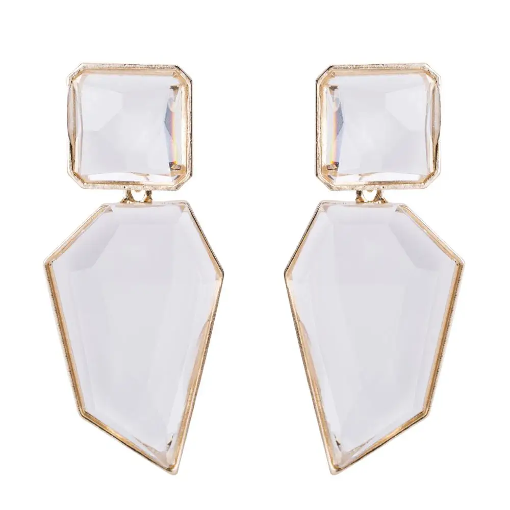 Модные увеличенные геометрические ацетатные серьги-пластины большие женские весенние богемные