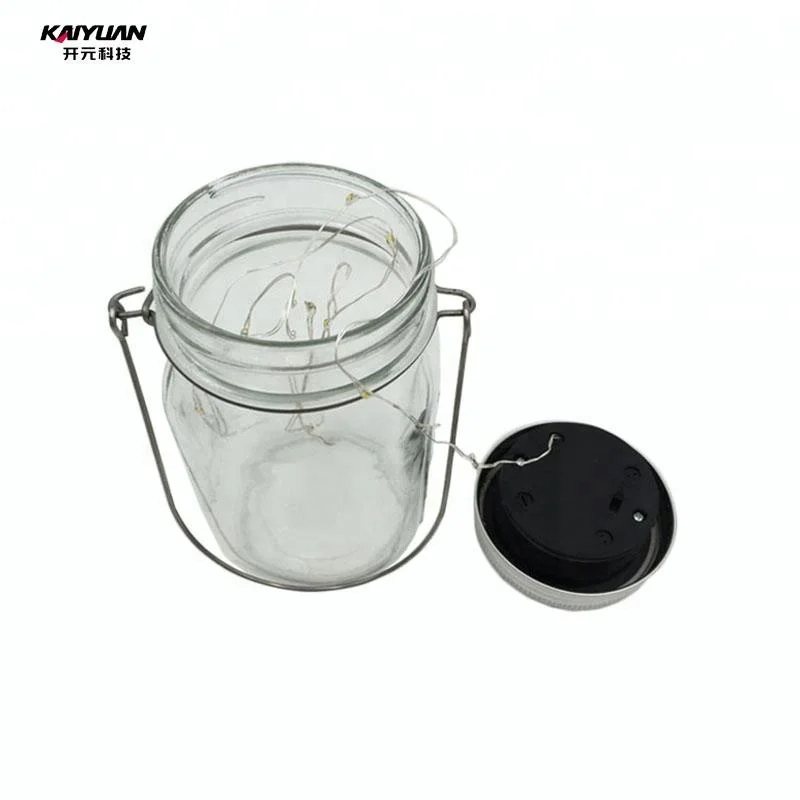 Solar Mason Jar Lid LED Light Glass Bottle Lantern for Patio Garden