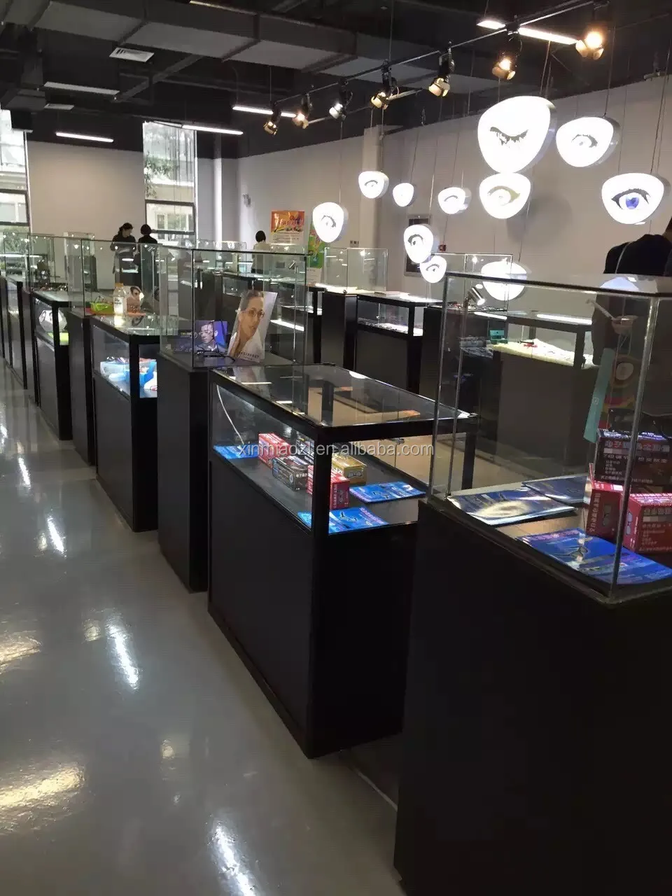 Glass Display Cabinet Foldable, Portable Lockable Aluminum Frame LED Glass Showcase For Display