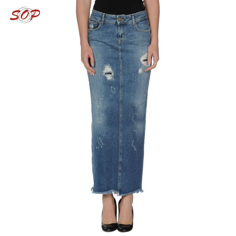 Women latest long jeans skirts pencil design