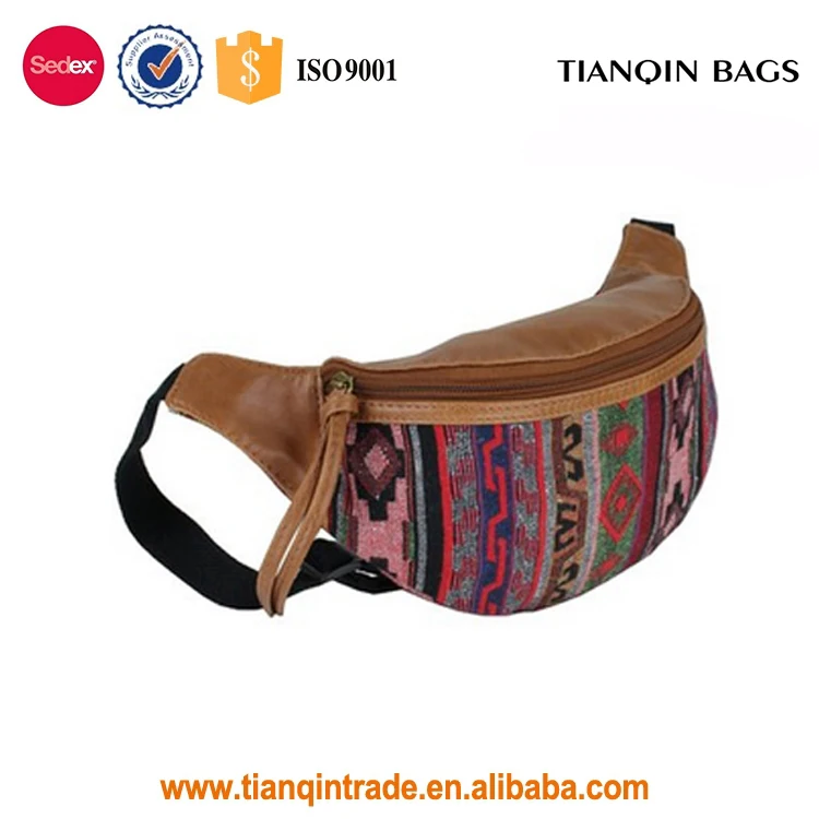 Large Capacity Canvas Leather Waist Bag for Unisex Manufacture in China
