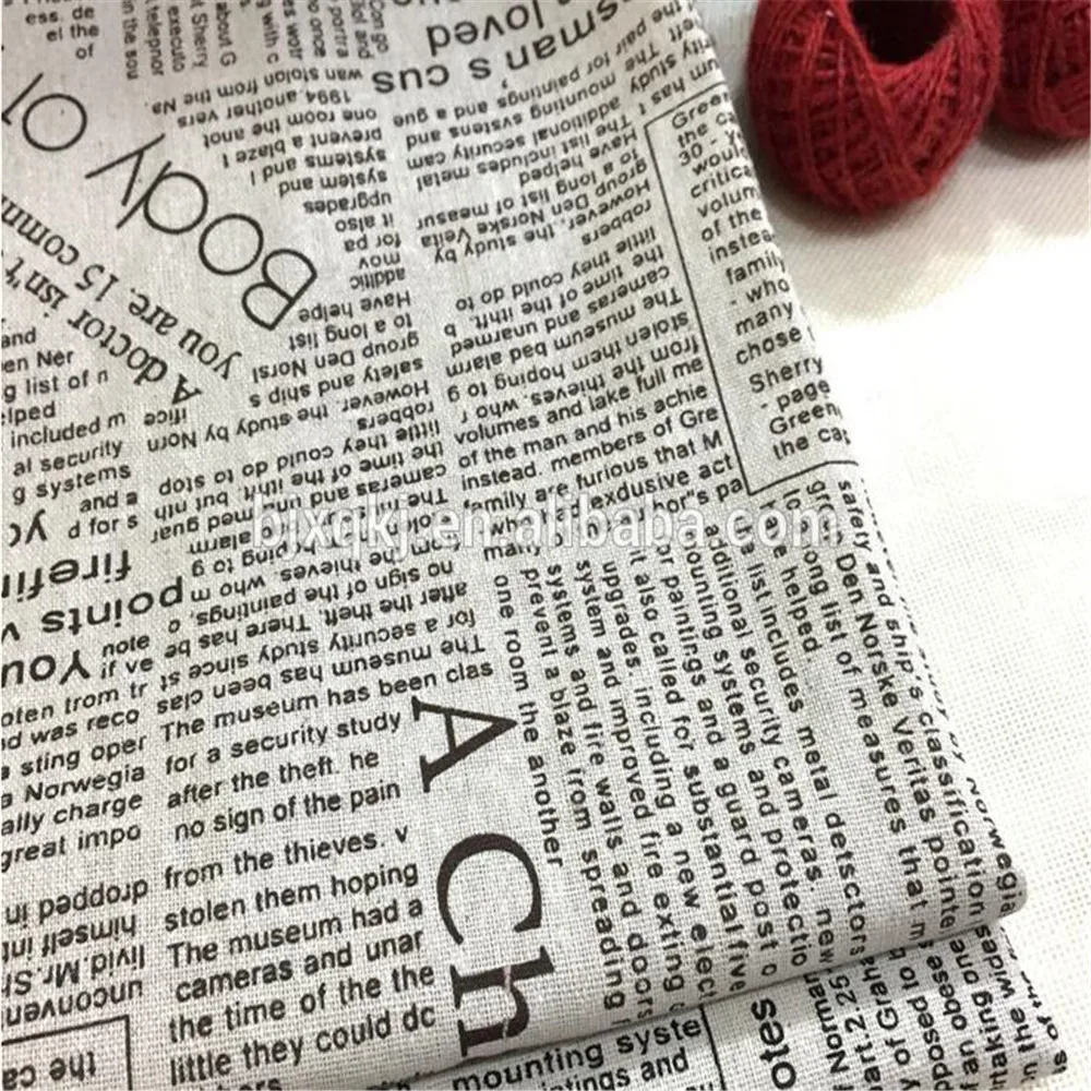 pure linen English letter print fabric for shirt / linen material fabric