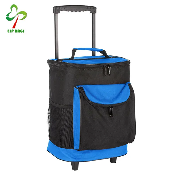 
Trolley lunch food beach bag with wheels, 40 cans soft picnic rolling cooler bag on wheels 
