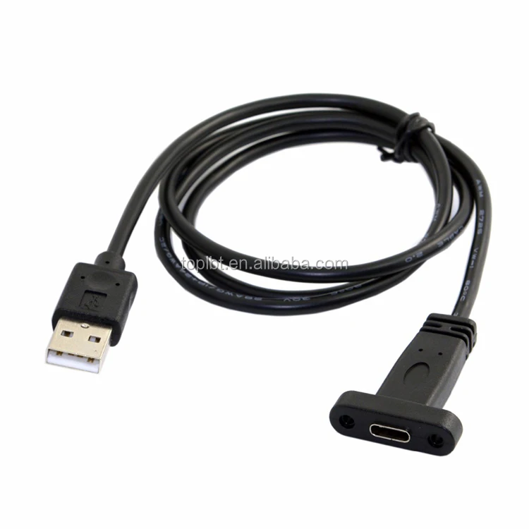 USB-C Type C Female with Screws Panel Mount to USB 2.0 a Male Data Cable