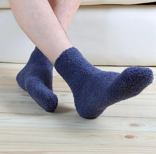 
Popular cozy fuzzy crew socks pom pom yarn Fluffy Multi Color Thermal Warm cozy home socks men 