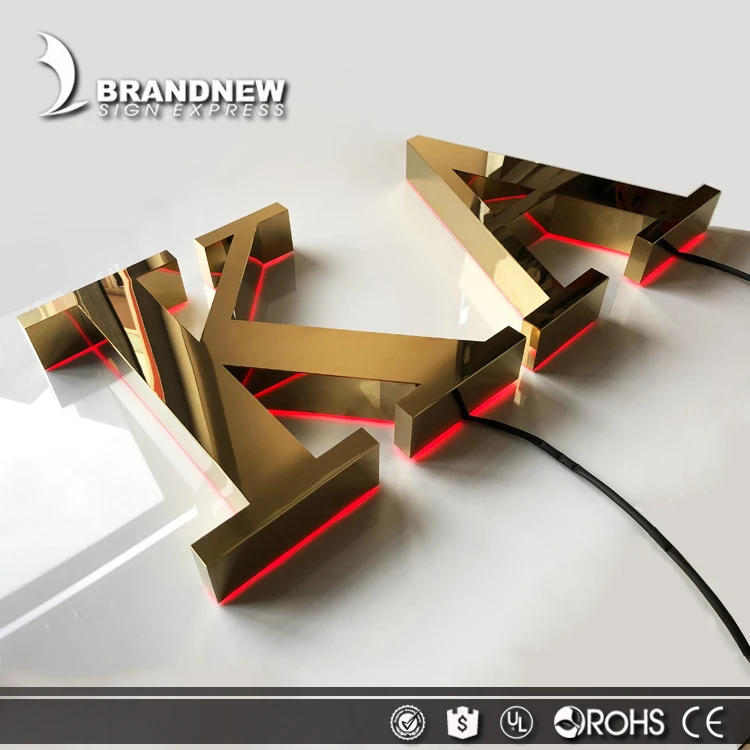  3D нержавеющая сталь стена Английский канал буквы металлический знак Алфавит золотые
