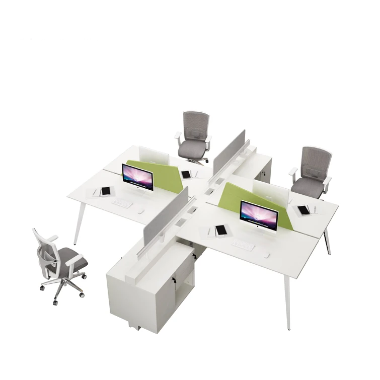 
Factory selling 4 people layout office secretary workstation staff modular cubicle office table computer desk green material 
