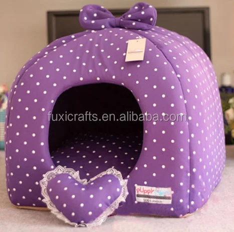 
Rose/Purple Princess Pet Dog Cat Soft Bed House Tent Small+toy 