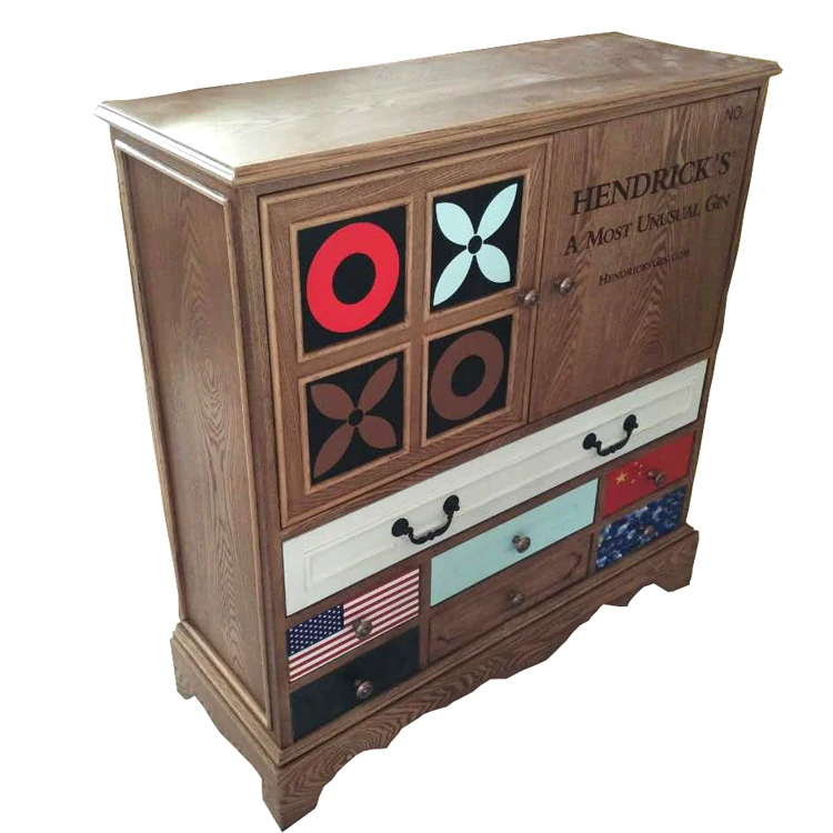Wooden Storage Cabinet Vintage Wood Drawer Furniture