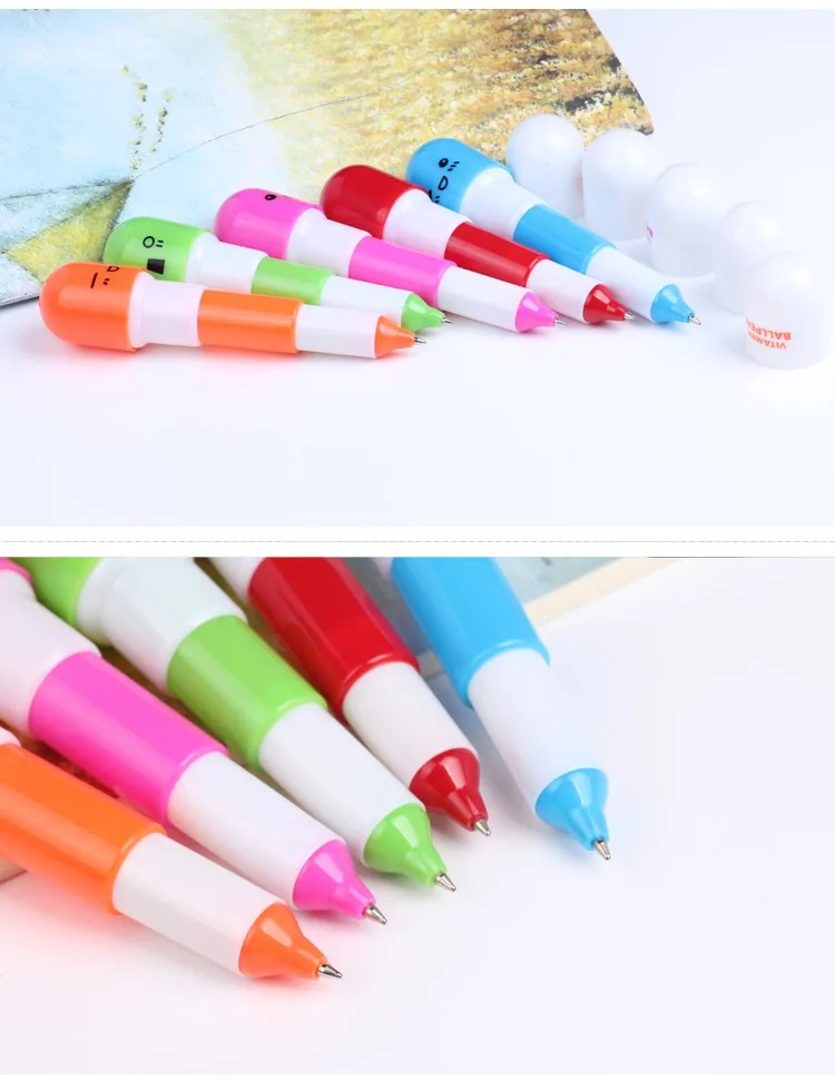 Mini lovely capsule pen with low price cute capsule vitamin ball pen promotional capsule ball pen