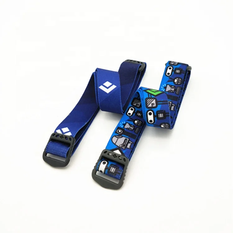 Custom Printed Elastic Band Polyester Headlamp Strap With Adjustable Buckle For Outdoor Activities