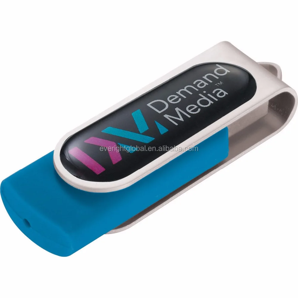 F207 Mini Swing USB Flash Drive with Metal Swivel Cover one side Epoxy logo
