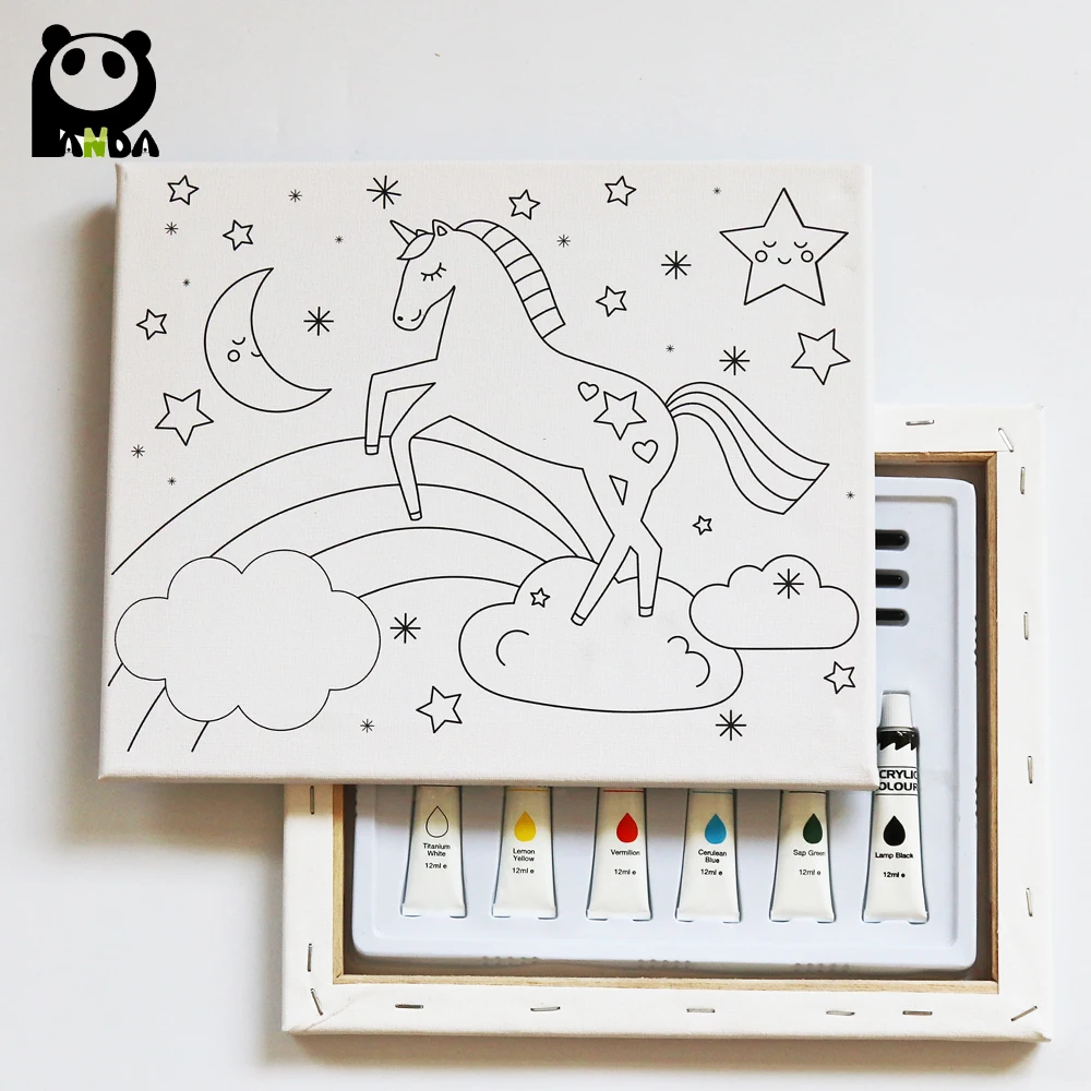 
cartoon line pre-printed canvas painting 