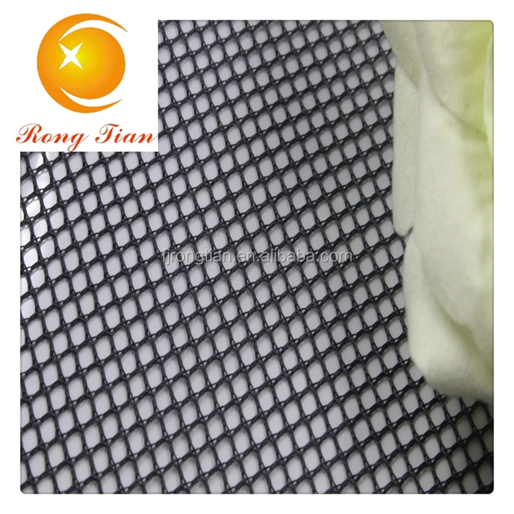 Manufactory black polyester stiff diamond mesh fabric for materials shoes