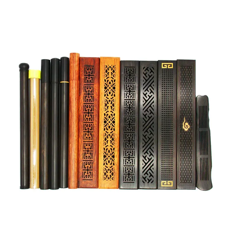 Wholesale New Design Rectangular Engraved Glossy Lacquer Finish Wooden Incense Burner Box