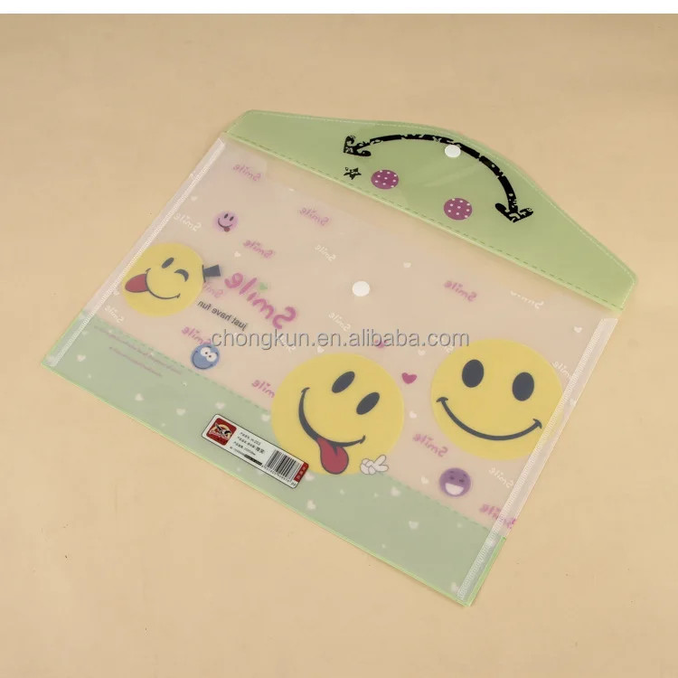 
Hot Selling Office School Stationary A4 PP envelope file my clear bag with botton snap file folder 