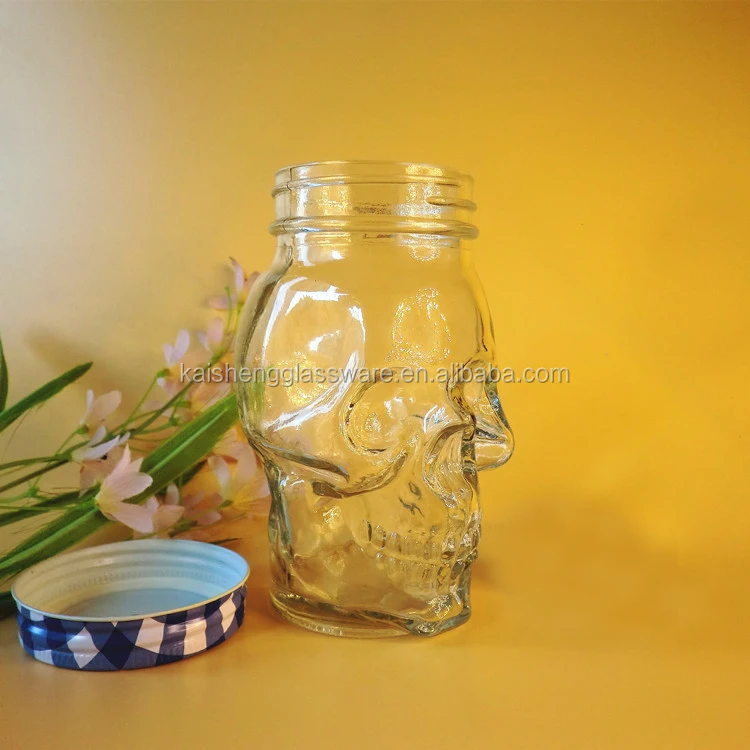 
Sublimation Drinking Without Handle Skull Shaped Beer Glass jar 