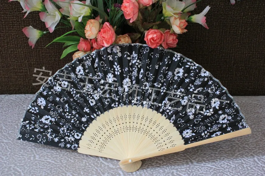 Beautiful fabric bamboo fan for ladies
