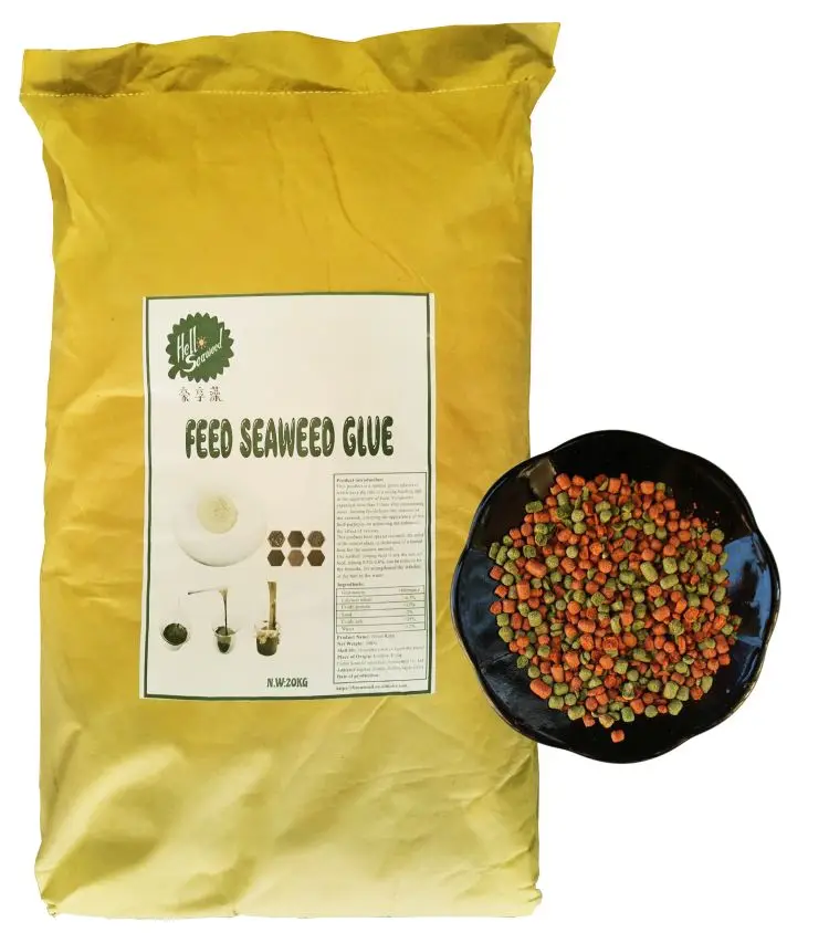 natural algae glue to enhance the stickiness and elasticity of the feed powder