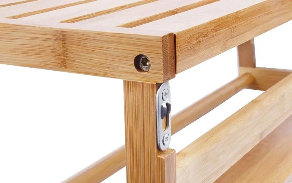 Bath Towel Rack Bar with Bamboo Shelf and Hooks for Bathroom Kitchen