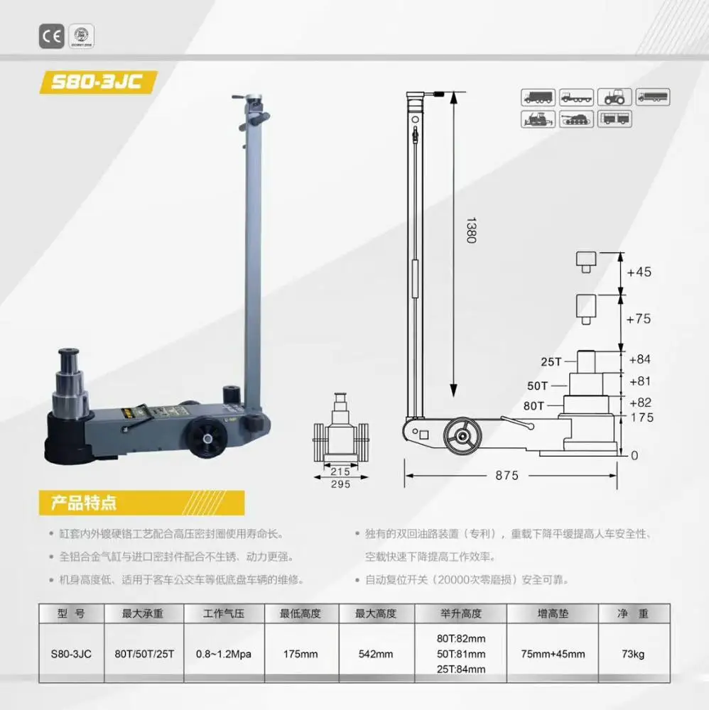 
CE 80T black hydraulic floor jack parts best price 