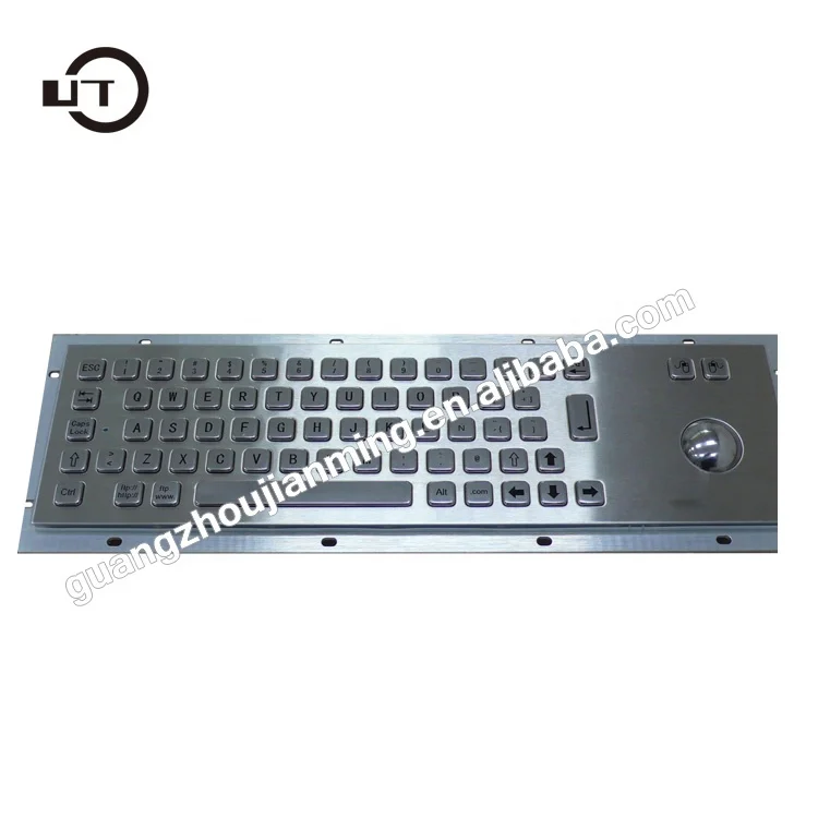 Metal Vandal Resistance Backlit Kiosk Keyboard Waterproof and Dustproof Stainless Steel with Touchpad and Trackball Metal Keybo