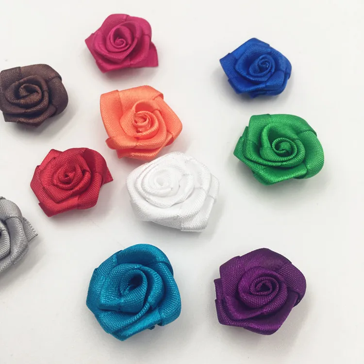 New Product Competitive Price Fabric Rose Flower Handmade Ribbon Flowers Mini Satin Ribbon Rose Flower