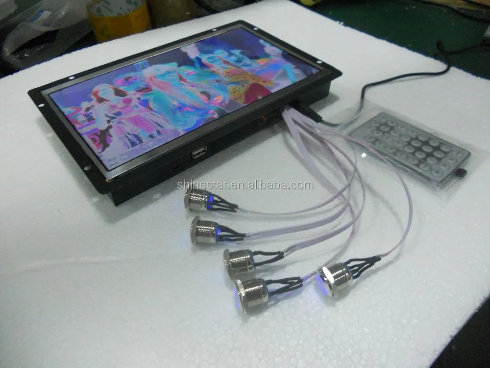 10 inch open frame LCD digital signage video player display with external buttons for advertising