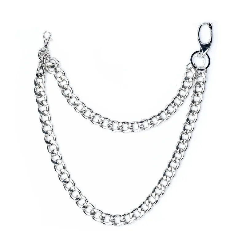 Mens Punk Jewelry Metal Wallet Belt Chain Rock Punk Trousers Hipster Pant Jean Keychain Silver Ring Clip Keyring