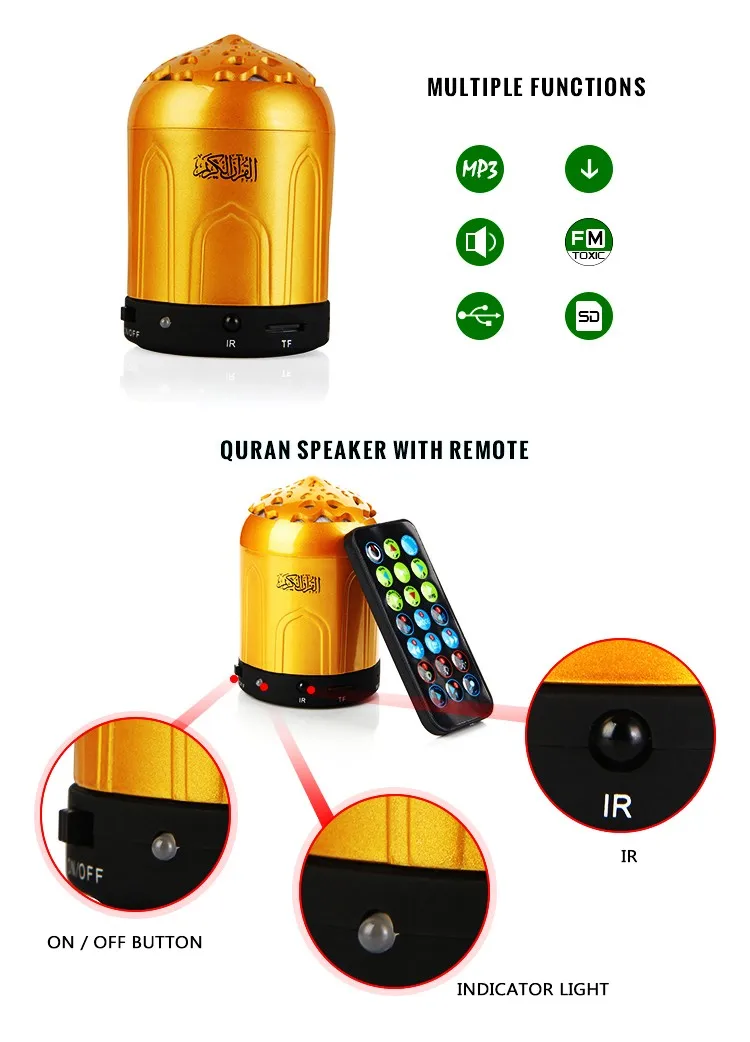 Коран беспроводной bluetooth мини-динамик свет цвет изменяемая светодиодное освещение