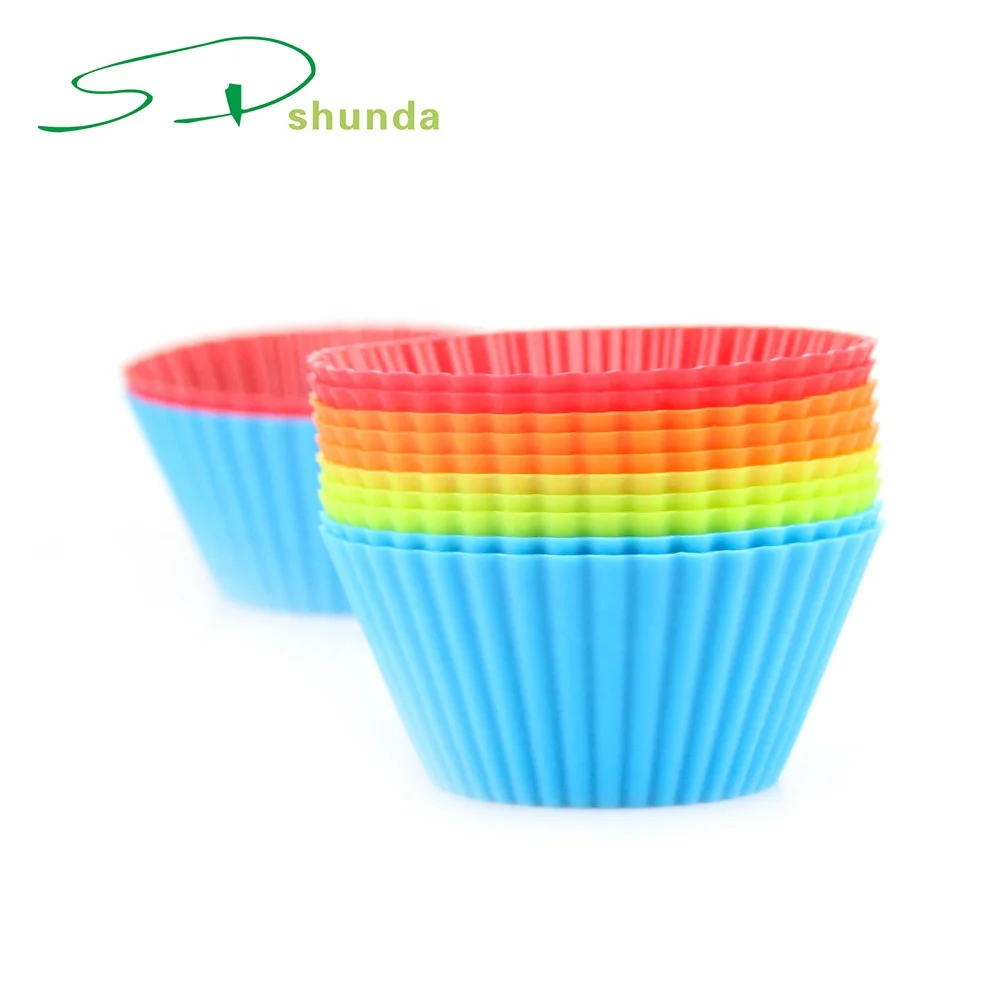 Wholesale Baking Tools Round Shaped Customized Size Colorful Food-grade Silicone  Muffin Cups Cake Molds