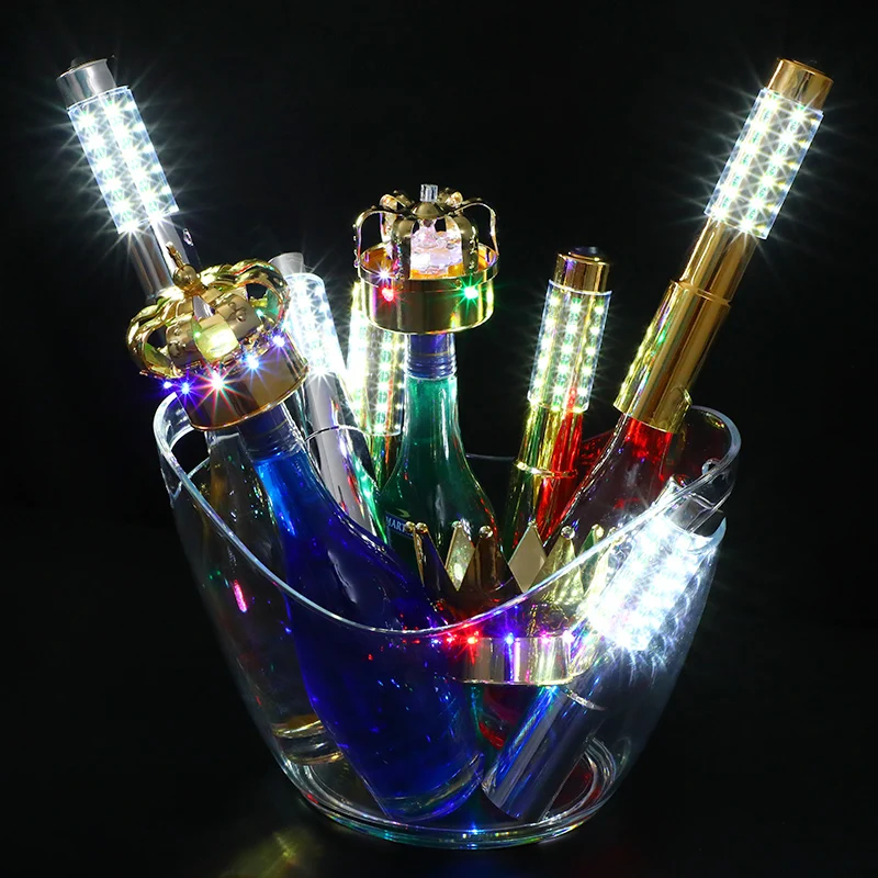 Silver Gold Rechargeable Sparkler Flashing Champagne LED Bottle Strobe Baton