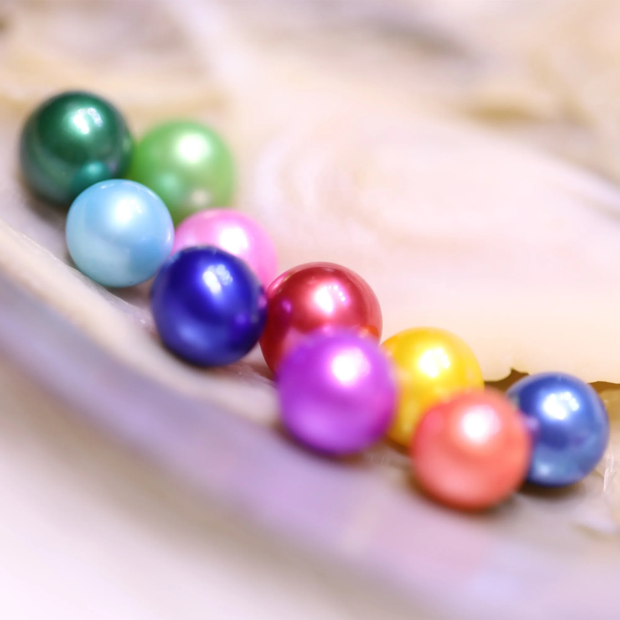 
AAA+ grade 6-7mm Mixed 34 Colors 10 Pearls in 1 Freshwater oyster, Round Natural Freshwater Pearl in Oysters shell Vacuum-packed 