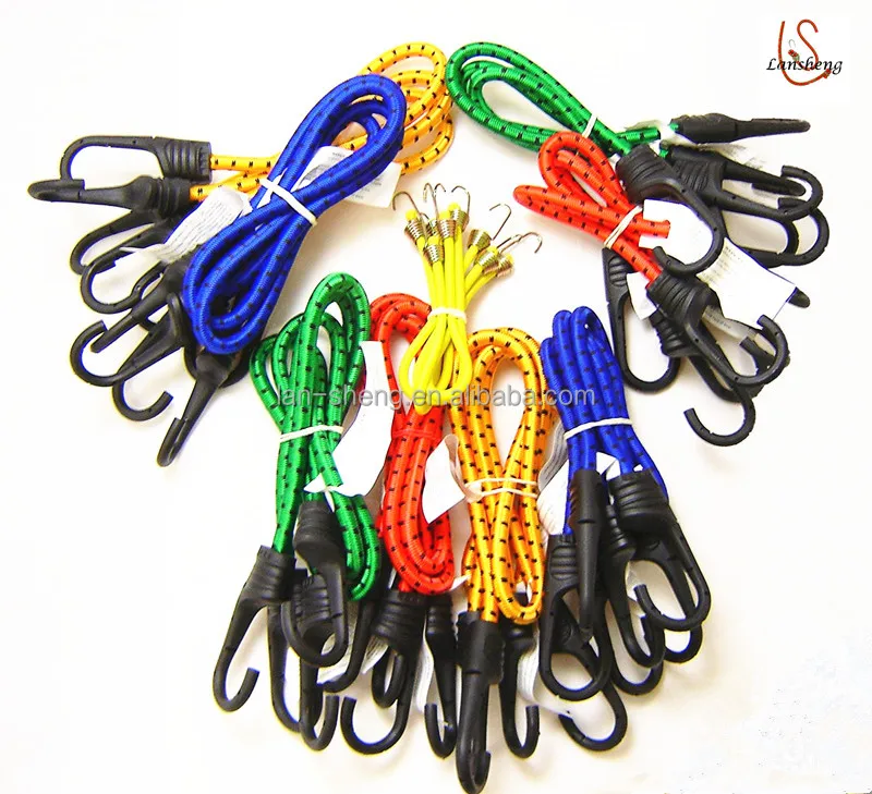 outdoor round bungee cord with Plastic Coated Metal Hooks