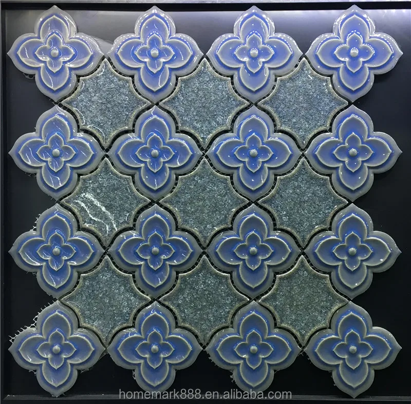 Kitchen Bathroom 1x2 Brick Green Pink Beige Ceramic Crackle Glass Mosaic Tile