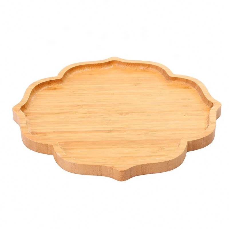 Многоразовая и прочная десертная тарелка для торта, декоративный поднос из натурального бамбука