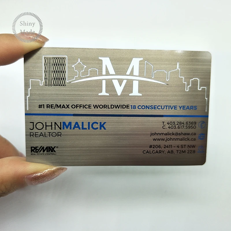 
Factory wholesale custom brushed finish metal stainless steel business card 
