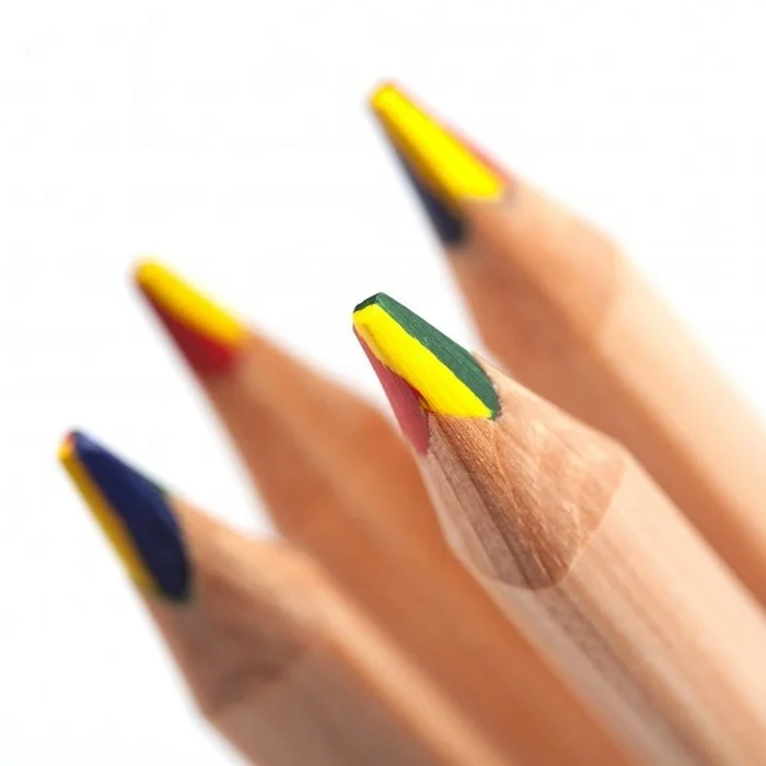 Треугольный деревянный толстый карандаш 4 в 1 радужного