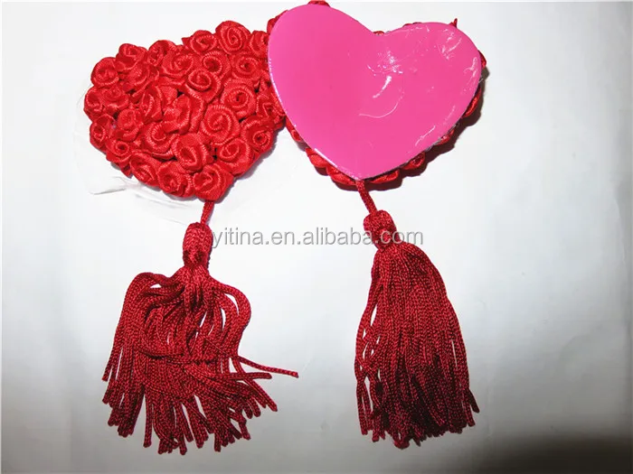 Hot girls Sexy Red Rose Flower Heat-shaped Red Tassel Adhesive Nipple Cover