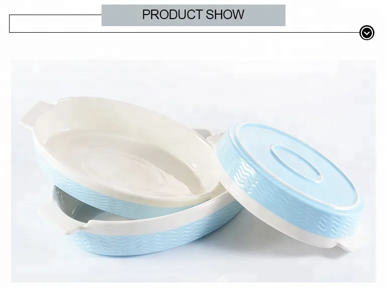 Nordic Modern Ware Bakeware Set 3-Piece Ceramic Baking Dish Kitchen Oven Safe Oval Ceramic Au Gratin Baking Dishes