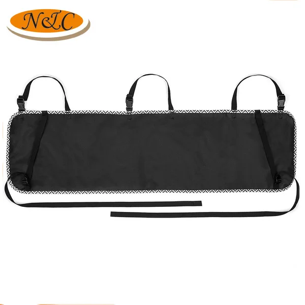 Durable material multiple pockets hanging mesh car seat storage bag,portable easy install convenience car seat storage
