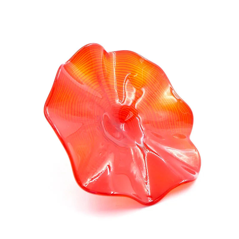 
Modern hotel decoration hand blown glass plates lotus flower sculpture 