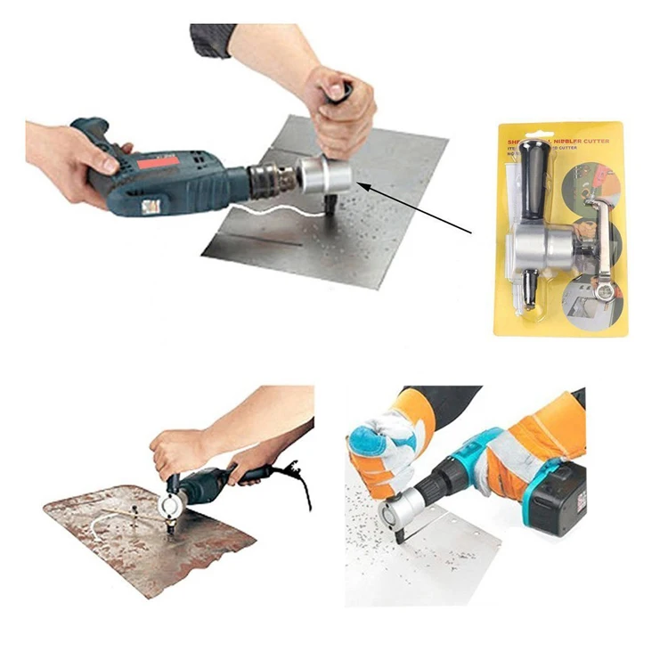 Double Head Sheet Metal Nibbler Saw Cutter Cutting Tool Electric Drill Air Drill Attachment Power Tool