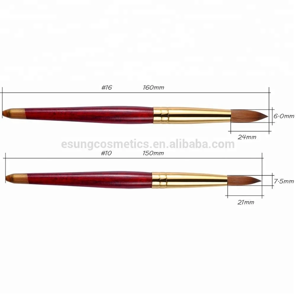 Профессия красного дерева высокого качества 100% Прю колонок акриловая круглая форма ногтей кисть (значения rsize: 6,8,10,12,14,16,18, 20, 22)
