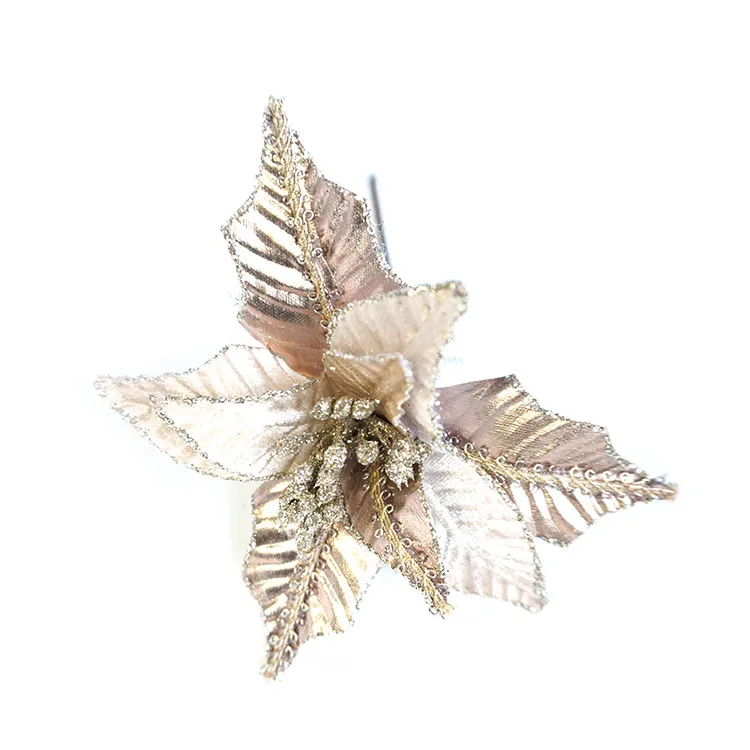 Colorful glitter artificial christmas flowers for home 085