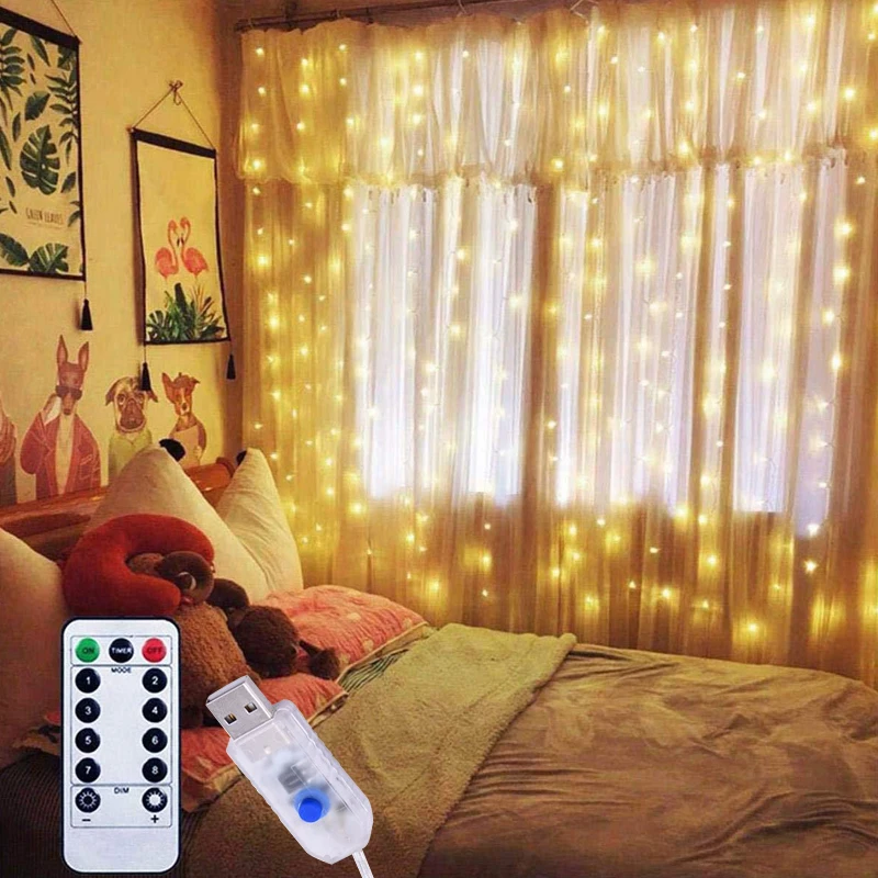 8 Modes Switch USB Copper Wire String Light With remote control Christmas fairy For Wedding/Party/Curtain/Garden