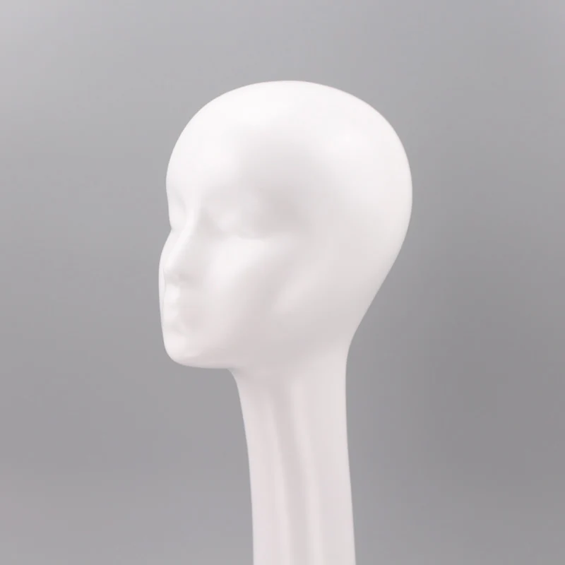 Xinji Beautiful Dummy Abstract Fiberglass Female Mannequin Matte White Head For Wig Hat Scarf Display